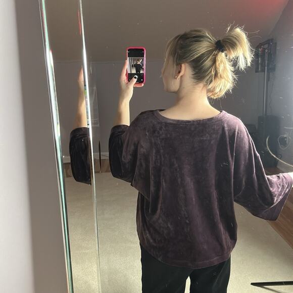 Pure Jill: Purple Velour Oversized Teeshirt Blouse - Picture 2 of 5